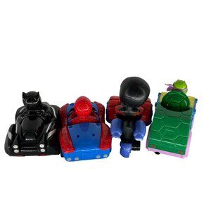 Marvel & TMNT Vehicle Set With Spider-Man Black Panther Ninja Turtle & Miles Mor